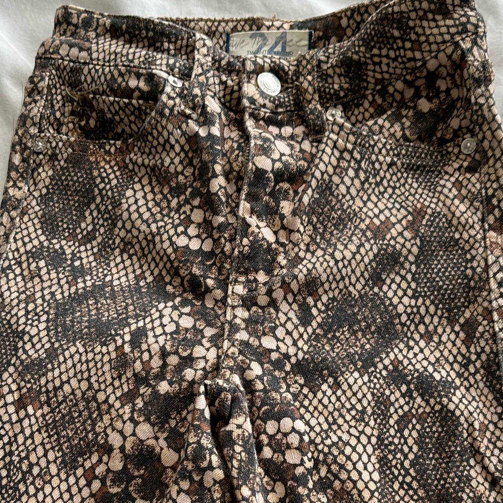 Free People High Waist Snake Print Skinny Jeans - Size 24
